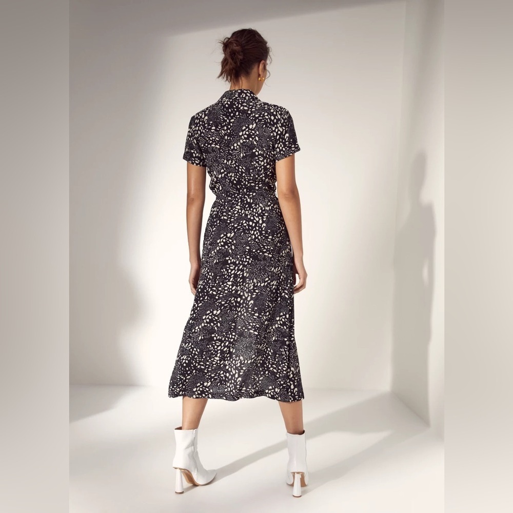 Wilfred Aritzia Button Down Collared Short Sleeve Midi Maxi Shirt Animal Dress - Picture 5 of 14